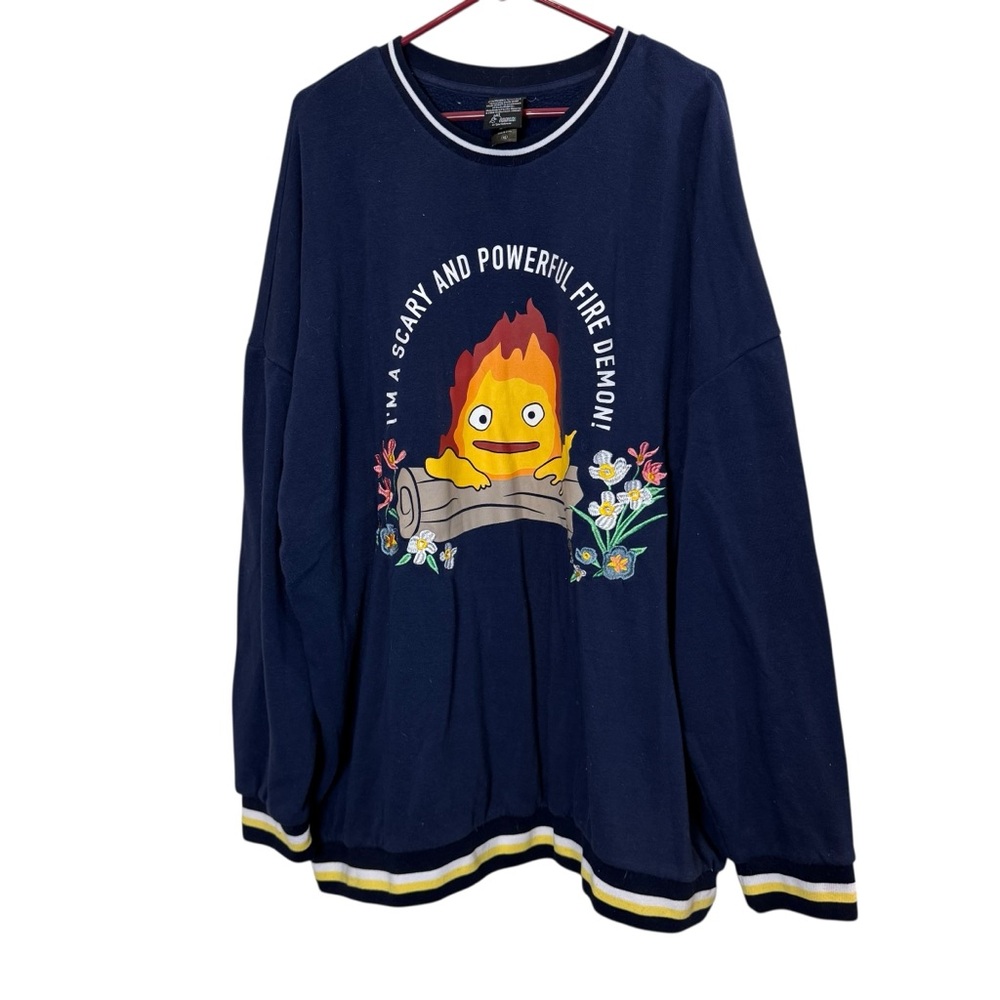Studio Ghibli Vintage Howl’s Moving Castle Anime Calcifer Sweatshirt Sz 4X